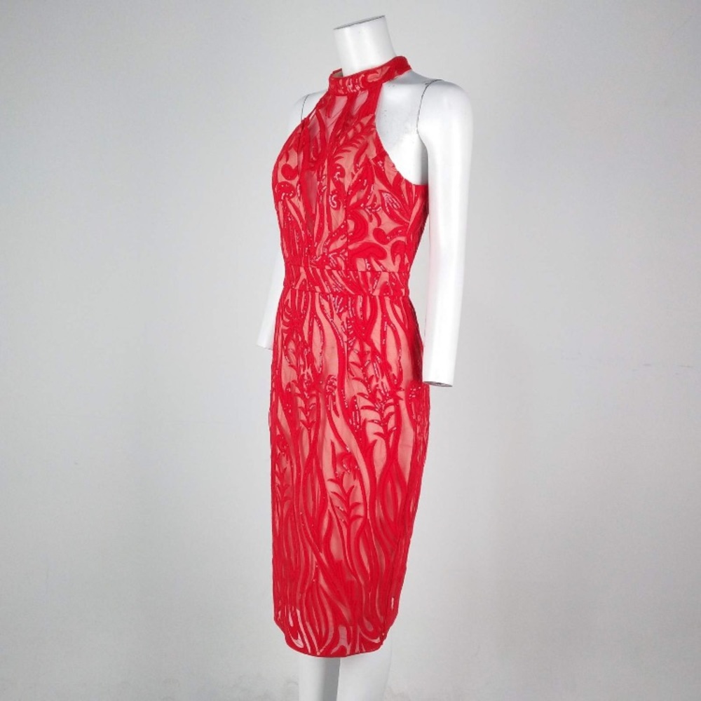 ROMANCE WAS BORN Red Sequin Cocktail & Party Dress